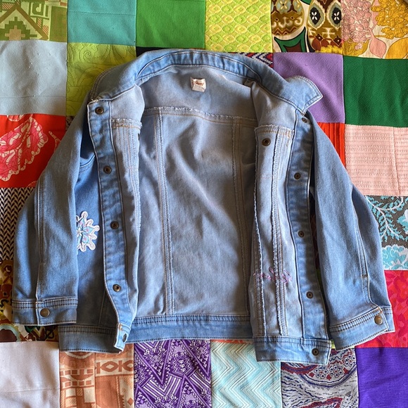 Disney Frozen Elsa Olaf Little Girl's Jean Jacket Size 10 Tutu Couture - Picture 7 of 8